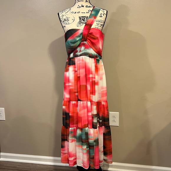 Belle Badgley Mischka One Shoulder Strap Midi Dress - Picture 6 of 14